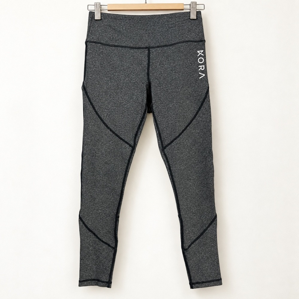 Kora Womens High Waisted Athletic Leggings Charcoal Grey Heather Size S